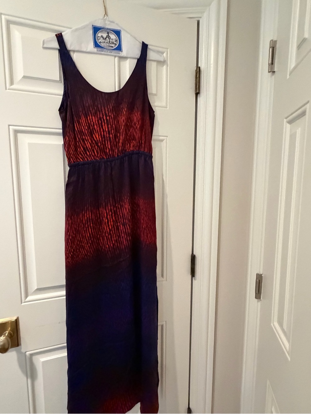 NWOT! Club Manager Monaco Silk Gradient Red and Purple Maxi Dress
